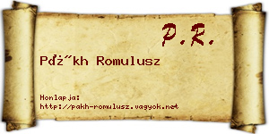 Pákh Romulusz névjegykártya